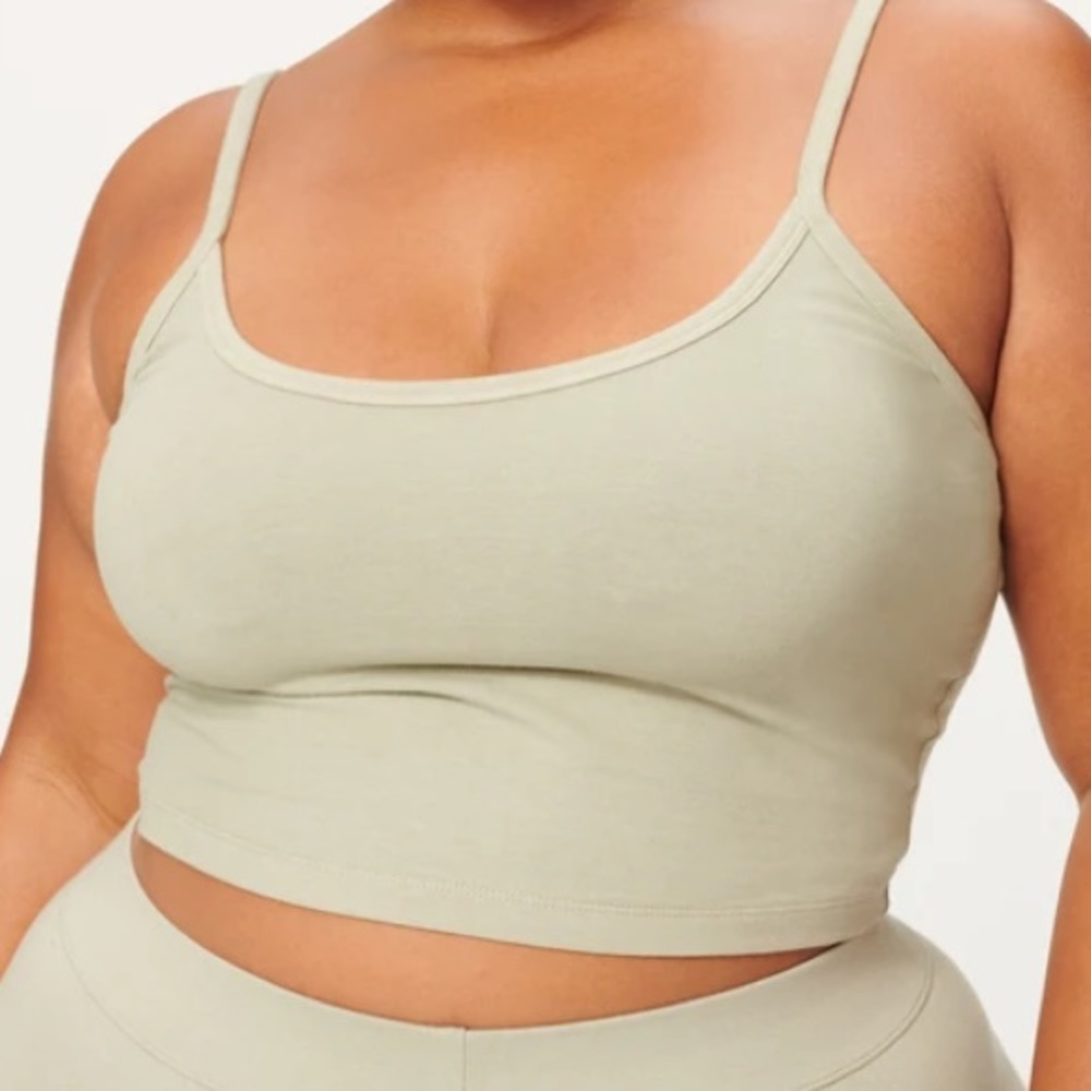 NWT Good American Essential Strappy Crop Tank - Agave - Picture 3 of 8
